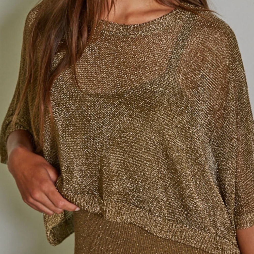 By Together Metallic Gold Cropped Top